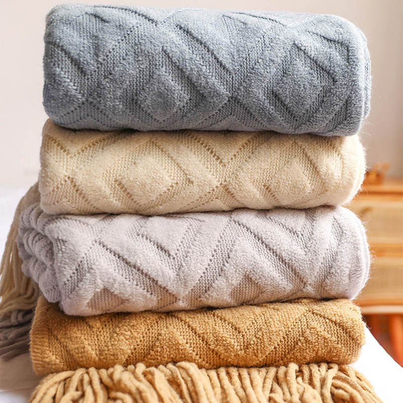 Throw Blanket Chunky Knit - Coperta per letti coperte per divani