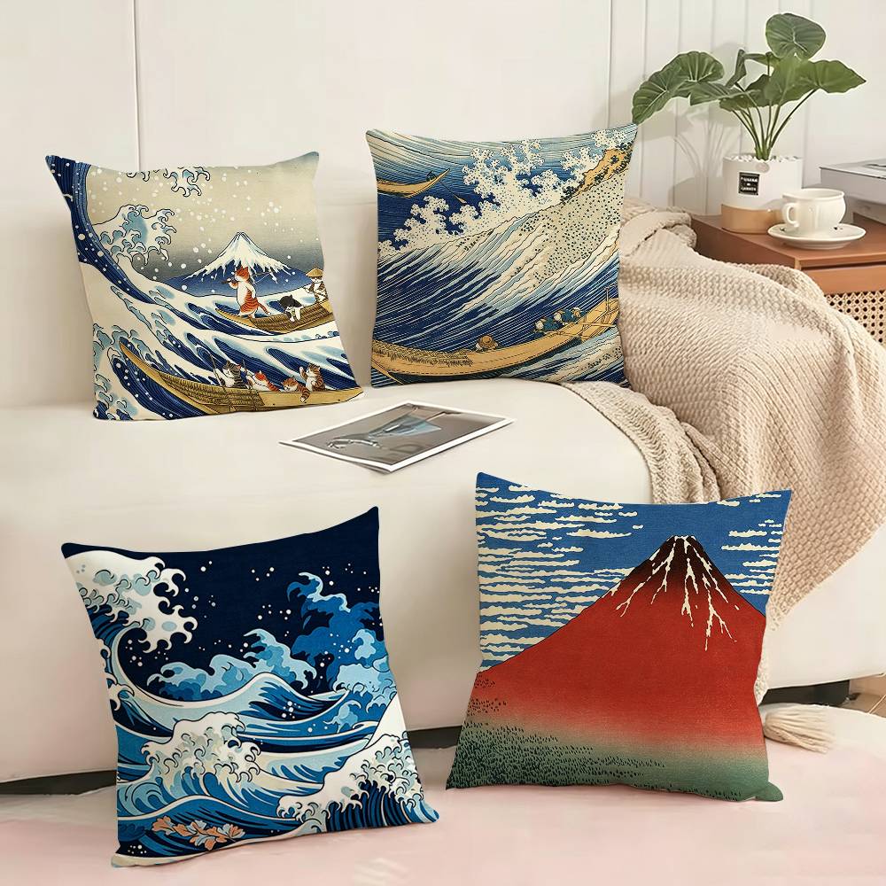Home Art Textiles - Art Katsushika H-Hokusai Federa quadrata stampata