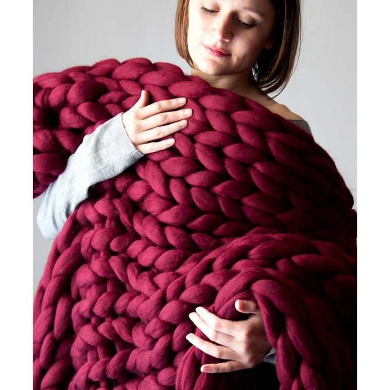 Coperta di lana spessa alla mo - Throw Blanket Chunky Knit recensione e prezzo