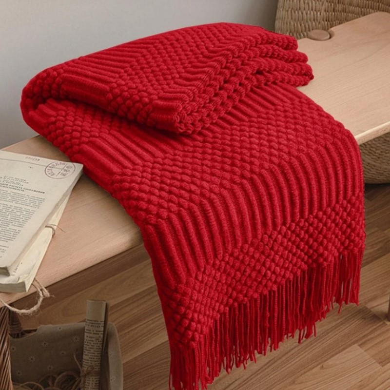 Coperta in maglia grossa rossa - Throw Blanket Chunky Knit recensione e prezzo