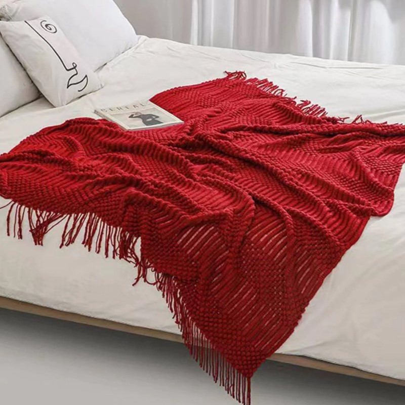 Coperta in maglia grossa rossa - Throw Blanket Chunky Knit recensione e prezzo